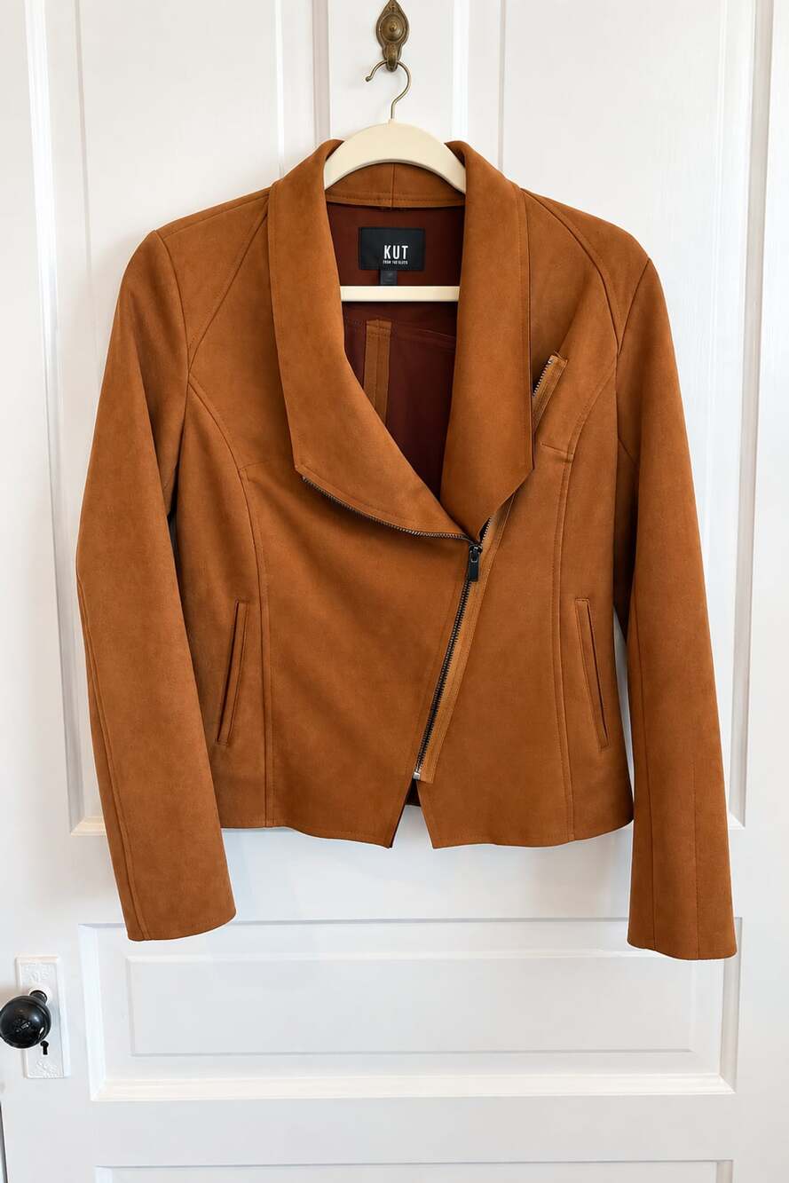 Kut From The Kloth Faux Suede Moto Jacket Caramel Brown